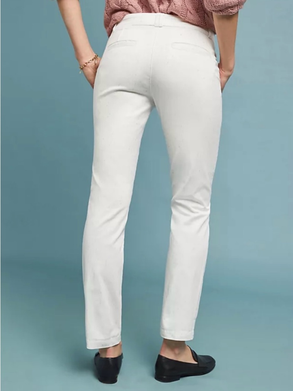 Chino Anthropologie Crisp Cotton Business Casual Crisp White High Rise Trouser - Picture 2 of 13